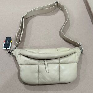 Cream Quilted Leather Shoulder Bag